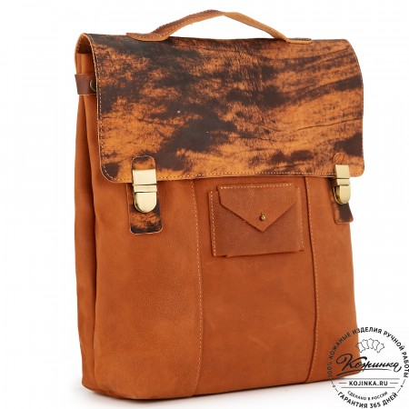 Кожаный рюкзак "Школьник" (терракот со старением)